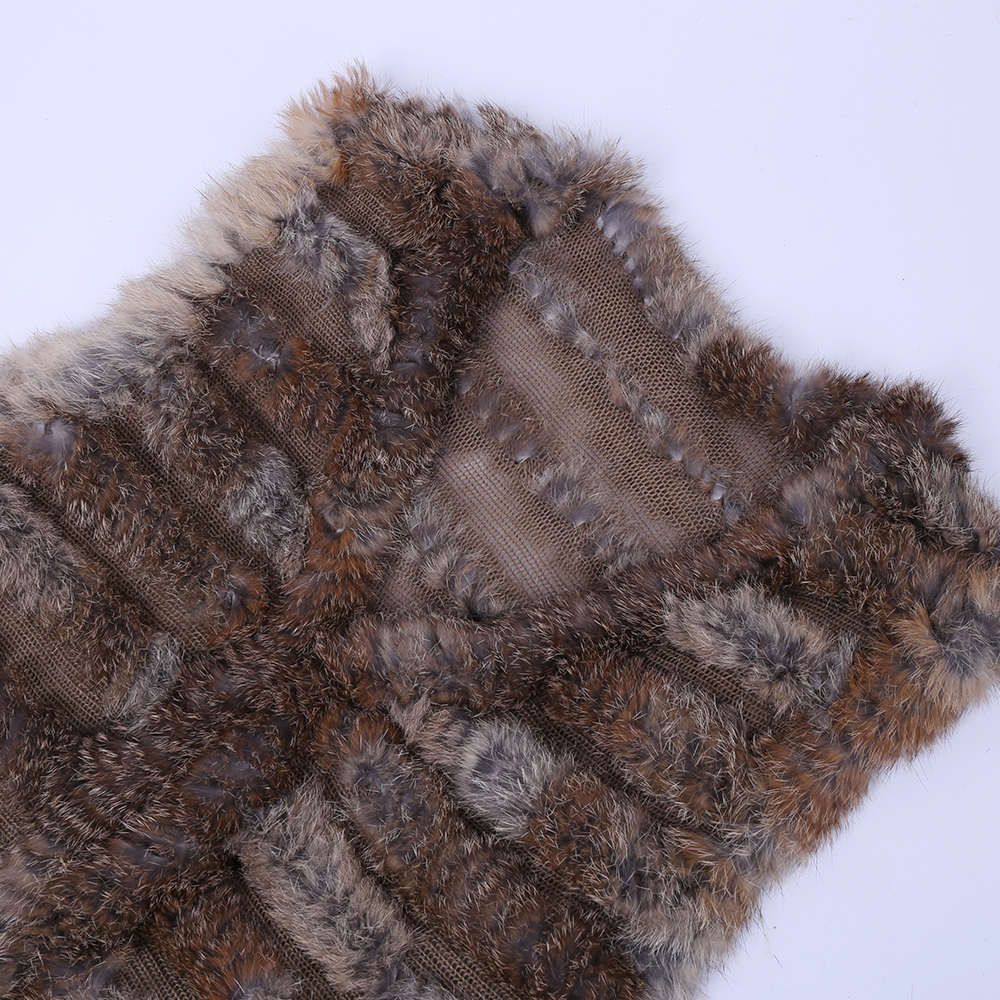 New Women's Genuine Rabbit Vest Hand Knitted Gilet Lady Natural Waistcoat Sleeveless Real Fur Coat Jacket 201031