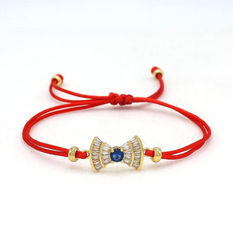 Cute Bear Brand Micro Pave Zircon Sector Bowknot Women Bracelet Popular Lucky Red Rope String Hand Braided Bracelets for Women
Cute Bear Brand Micro Pave Zircon Sector Bowknot Women Bracelet Popular Lucky Red Rope String Hand Braided Bracelets for Women