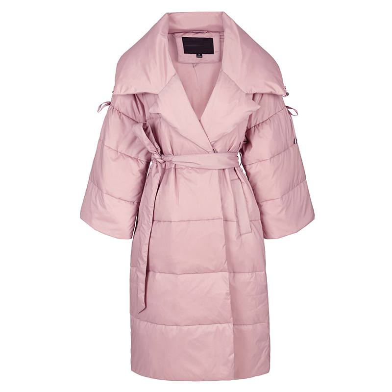 YVYVLOLO Women Winter Jacket 2019 New V-neck Fashion Loose Parka Women Winter Coat Warm Thicken Long Three Quarter Overcoat T200831