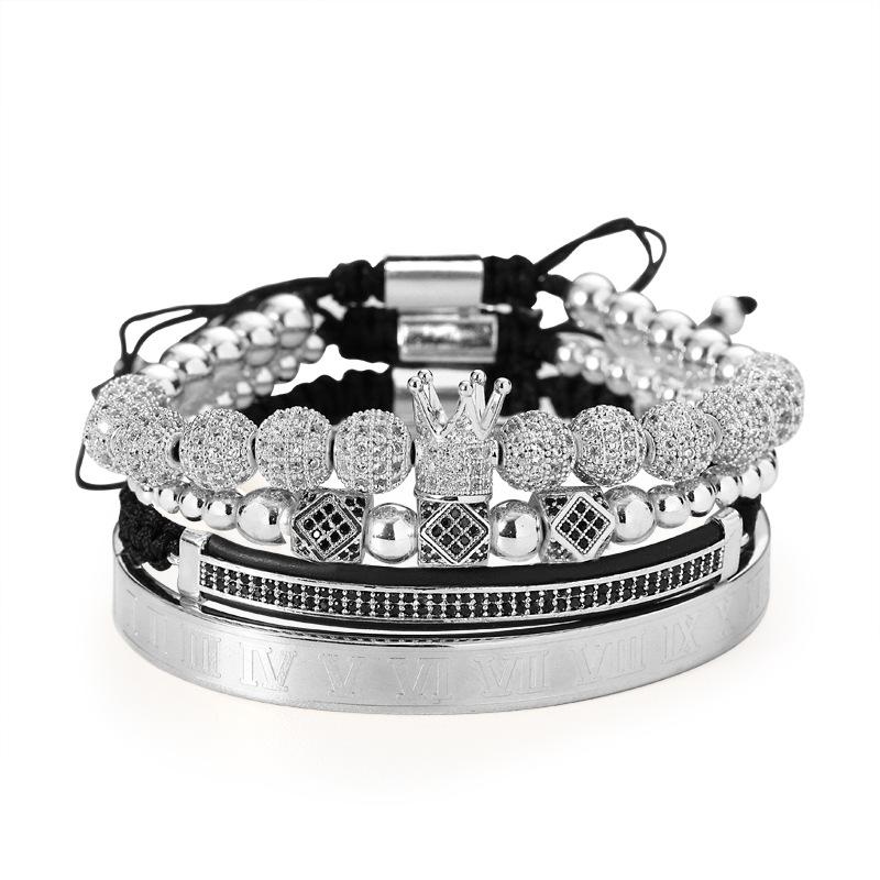 4pcs/Set Gold Hip Hop Men Pave CZ Zircon Crown Roman Numeral Bracelet Luxury Jewelry Bling Iced Out Bracelets For Men
4pcs/Set Gold Hip Hop Men Pave CZ Zircon Crown Roman Numeral Bracelet Luxury Jewelry Bling Iced Out Bracelets For Men
