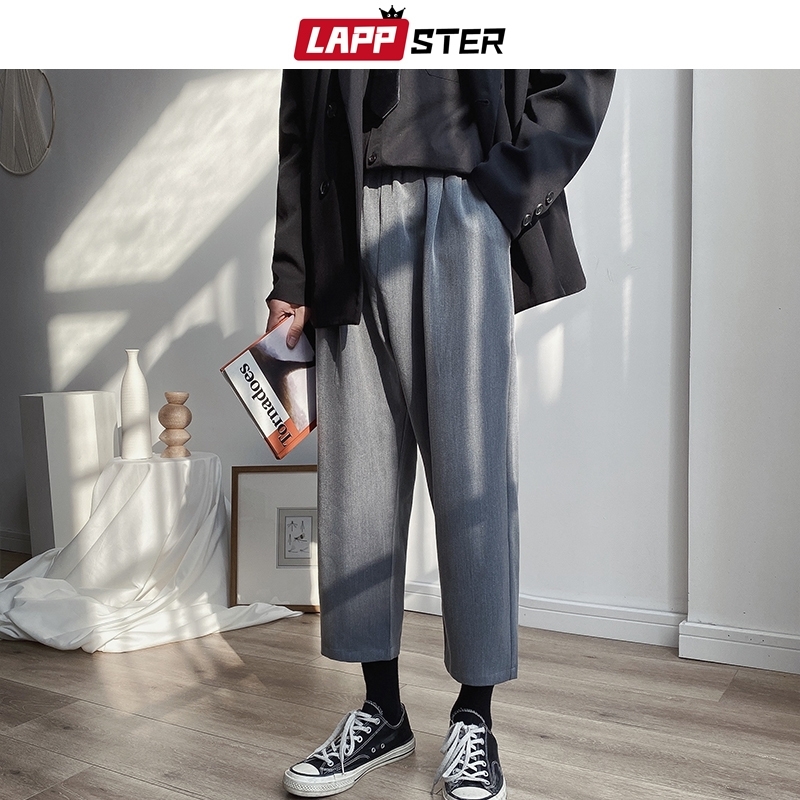 LAPPSTER Mens Korean Fashions Solid Pants Men Casual Ankel Length Harajuku Suit Pants Joggers Vintage Black Sweatpants 201110, Grey
LAPPSTER Mens Korean Fashions Solid Pants Men Casual Ankel Length Harajuku Suit Pants Joggers Vintage Black Sweatpants 201110, Grey