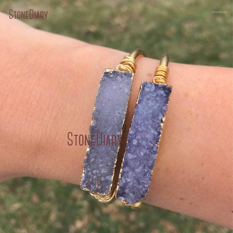 Healing Crystal Cluster Druzy Bar Bracelet Rectangle Bohemian Natural Purple Druzy Charm For Women BM112801, Black
Healing Crystal Cluster Druzy Bar Bracelet Rectangle Bohemian Natural Purple Druzy Charm For Women BM112801, Black