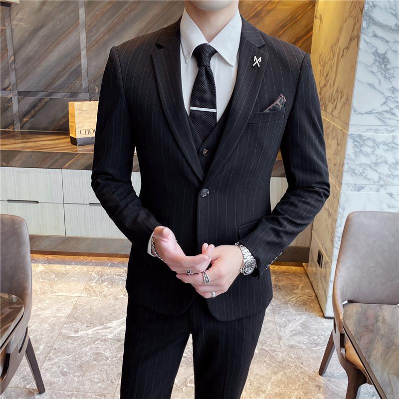 morality dress in England party suit three-piece suit the groom' best man striped male high-end wedding business, Black
morality dress in England party suit three-piece suit the groom' best man striped male high-end wedding business, Black