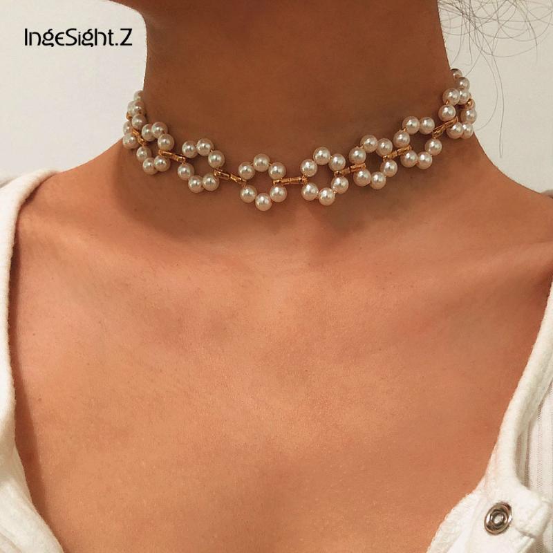 IngeSight.Z Korean Elegant Imitation Pearl Flower Choker Necklace Bohemian Handmade Short Collar Clavicle Necklace Women Jewelry
IngeSight.Z Korean Elegant Imitation Pearl Flower Choker Necklace Bohemian Handmade Short Collar Clavicle Necklace Women Jewelry