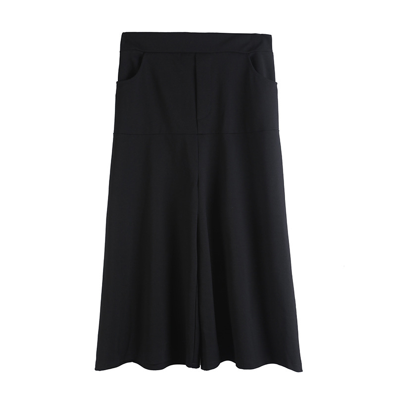 EAM High Elastic Waist Black Brief Long Wide Leg Trousers Loose Fit Pants Women Fashion Spring Autumn 1DA610 201228