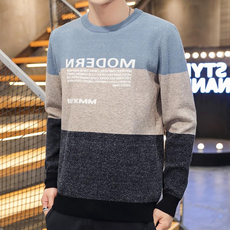 2020 Autumn Winter Men's Pullover Matching Color Letter Decor O-neck Long Sleeve Knitting Soft Stretchy Fashion Casual Sweater, Our fleet of blue
2020 Autumn Winter Men's Pullover Matching Color Letter Decor O-neck Long Sleeve Knitting Soft Stretchy Fashion Casual Sweater, Our fleet of blue