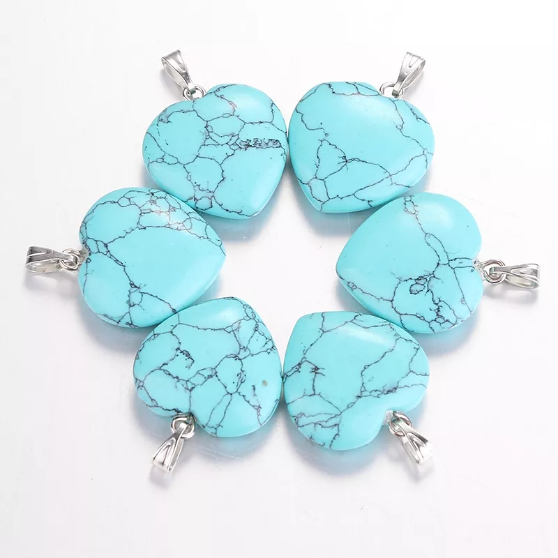 Natural Stone rose quartz pink crystal love heart charms pendants healing DIY earrings necklace for Jewelry