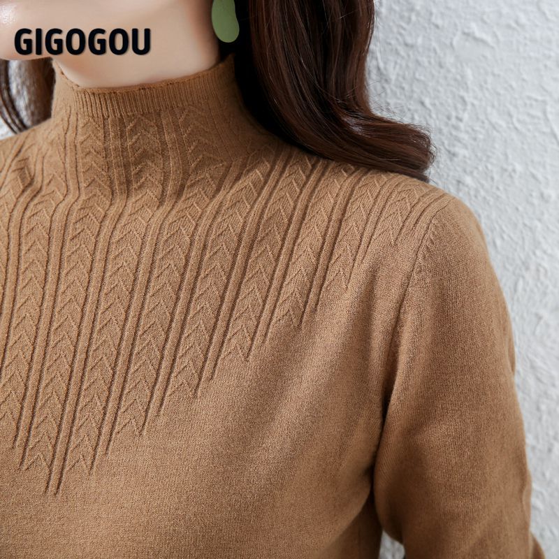 GIGOGOU Women Turtleneck Sweater Autumn Winter Long Sleeve Woman Pullover Sweaters Chic Female Jumper Tops Knitted Pull Femme 201222
