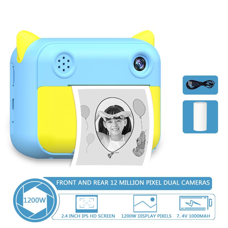 Instant Print Camera for Kids Print Photo Selfie Video Digital Camera with Paper Film Children Mini Learning Toy Gifts