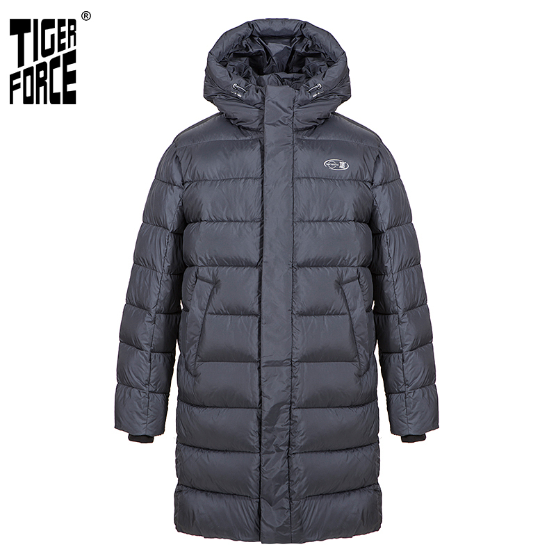 TIGER FORCE New Winter Jacket For Men Long black Warm Male Sports Casual fashion Thick outdoor Men's coat Warm Parka 70701 201214