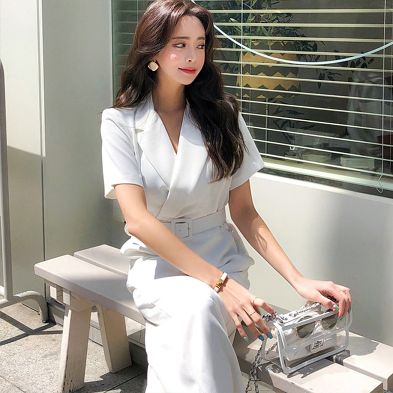 fashion summer work style women temperament high quality jumpsuit casual high waist work style outdoor white trend jumpsuit T200509