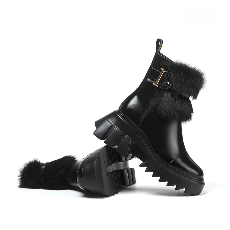 Russian women's ankle split leather + stuffed rabbit skin winter boots Europe and America platform shoes VND7, Black-winter
Russian women's ankle split leather + stuffed rabbit skin winter boots Europe and America platform shoes VND7, Black-winter