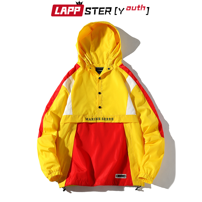 LAPPSTER-Youth Men Harajuku Patchwork Jackets Coats Japanese Streetwear Vintage Windbreaker Korean Hooded Bomber Jackets 201119
