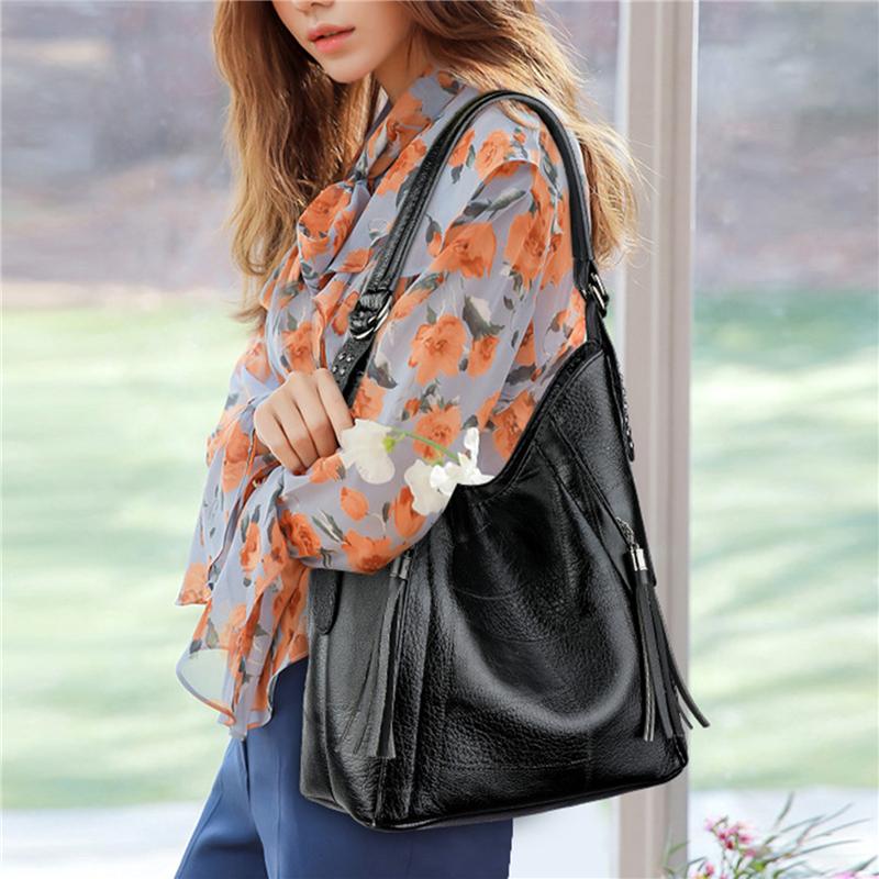 Women Bucket Bags Female Shoulder Bags Large Size Vintage Soft Patchwork Leather Bag Lady Cross Body Handbag For Big Simple, Black 
Women Bucket Bags Female Shoulder Bags Large Size Vintage Soft Patchwork Leather Bag Lady Cross Body Handbag For Big Simple, Black