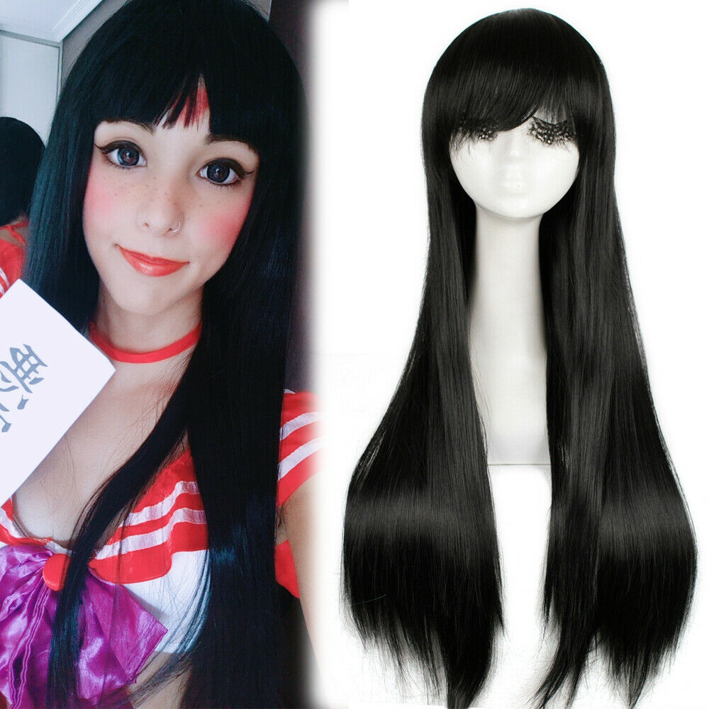Cosplay Wig Black Long Straight Bangs Anime Hair Wigs