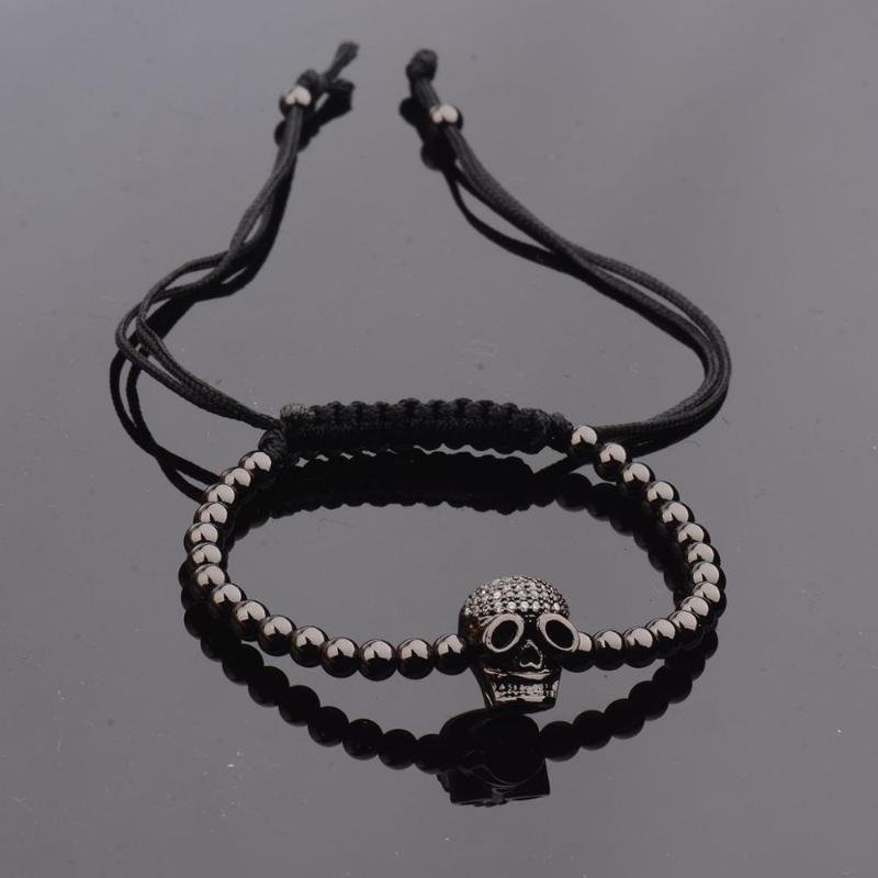 French Men's Fashion Punk Style Bracelet Beaded Bracelet Gold Color Silver Color Skull Shape Zircon Inlaid Adjustable
French Men's Fashion Punk Style Bracelet Beaded Bracelet Gold Color Silver Color Skull Shape Zircon Inlaid Adjustable
