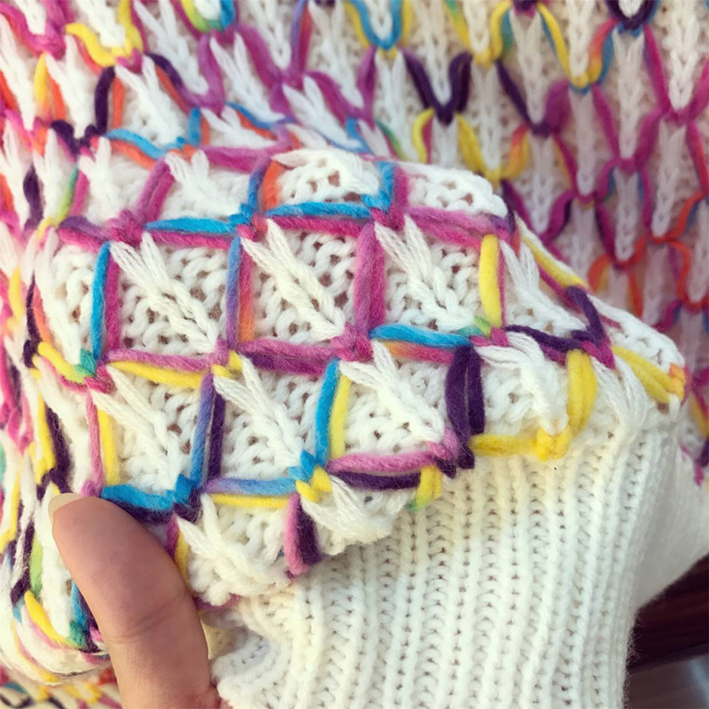 Fall Winter New Contrast rainbow rhombic knit Sweater + Sexy Short Tweed Skirts Womens Elegant Skirts Two-piece Set Female 201123
