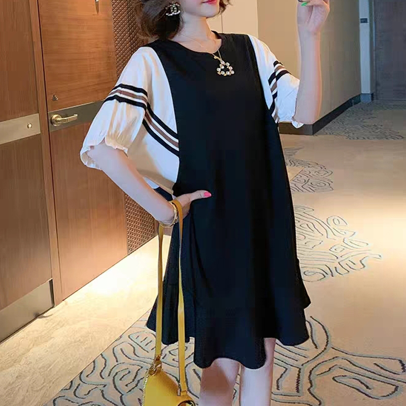 Spring and Summer Printing Stripes Seam Short Sleeves Casual Mini Fishtail Dress New High Quality Women's Clothes 7rlx, Black
Spring and Summer Printing Stripes Seam Short Sleeves Casual Mini Fishtail Dress New High Quality Women's Clothes 7rlx, Black