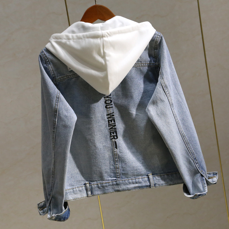 2021 New Applique embroidery female autumn new Korean bf college wind hooded short denim jacket ZJ3R, Blue
2021 New Applique embroidery female autumn new Korean bf college wind hooded short denim jacket ZJ3R, Blue