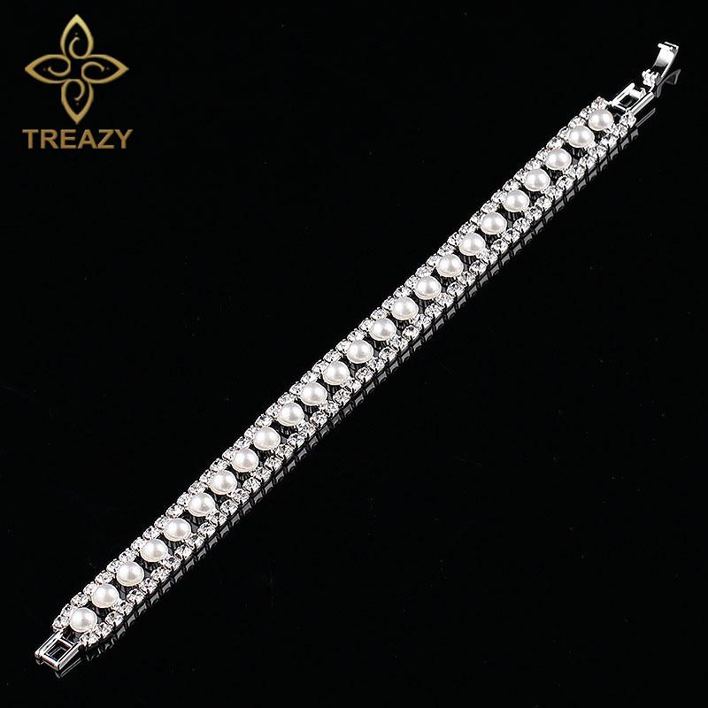 TREAZY Elegant Simulated Pearl Crystal Bracelets for Women Silver Color Bridal Bracelets & Bangles Wedding Party Jewelry Gift
TREAZY Elegant Simulated Pearl Crystal Bracelets for Women Silver Color Bridal Bracelets & Bangles Wedding Party Jewelry Gift