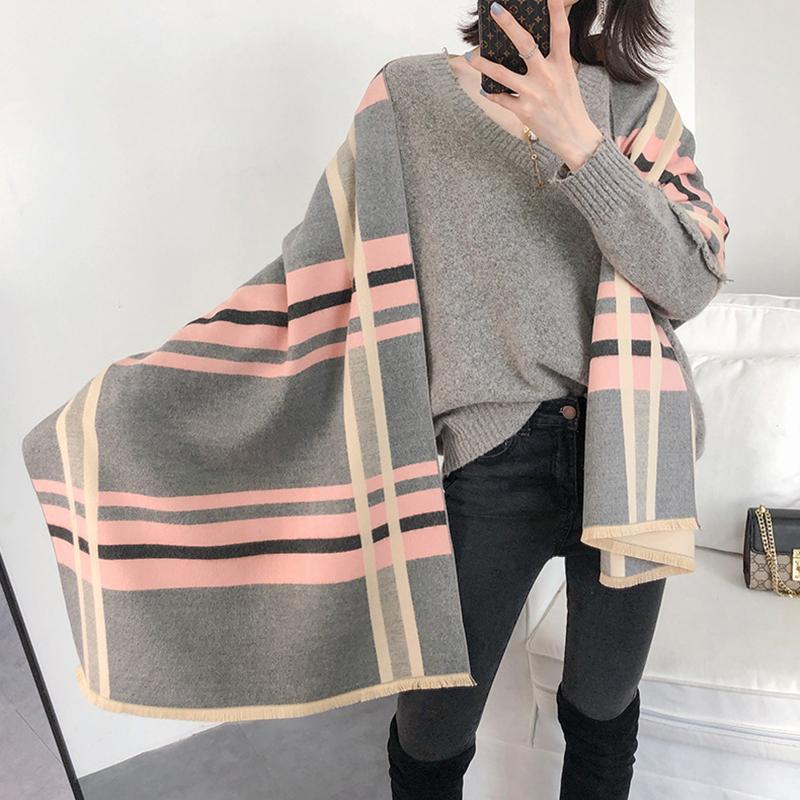 2020 New Cashmere Scarf Lady Fashion Tassels Thick Shawl Women's Striped Warm Bandana Female Blanket Thick Warm Stoles
2020 New Cashmere Scarf Lady Fashion Tassels Thick Shawl Women's Striped Warm Bandana Female Blanket Thick Warm Stoles