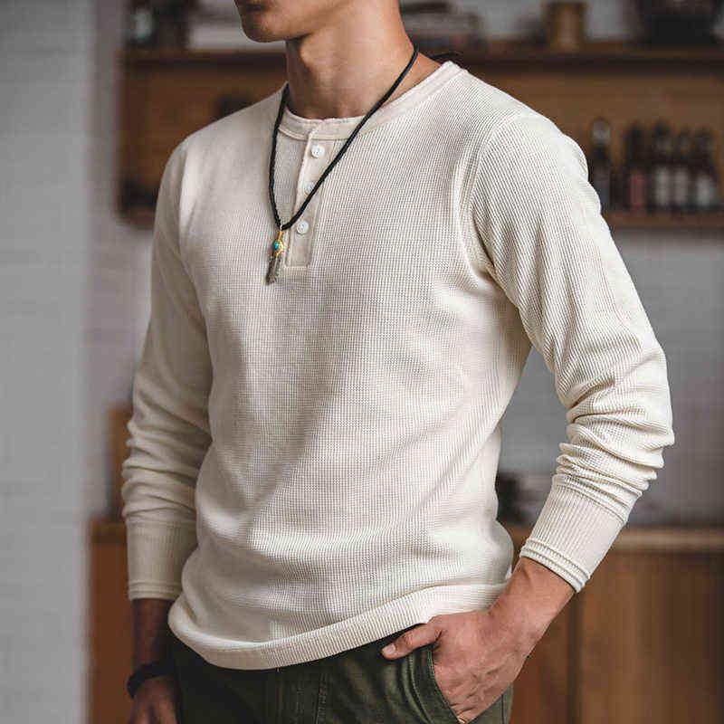 Maden Fit Long-sleeved Pullover T-shirts Men Waffle Cotton Henry T-shirt Cream White Sweater Tee Man Clthing Regularly W220217, Creamy white
Maden Fit Long-sleeved Pullover T-shirts Men Waffle Cotton Henry T-shirt Cream White Sweater Tee Man Clthing Regularly W220217, Creamy white