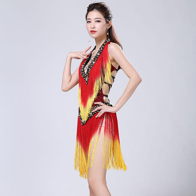Woman Sexy Latin Dance Dress Deep v-Neck Leopard Print Intensive Gradient Tassel Straps Beauty Back mini Dress, Brown
Woman Sexy Latin Dance Dress Deep v-Neck Leopard Print Intensive Gradient Tassel Straps Beauty Back mini Dress, Brown