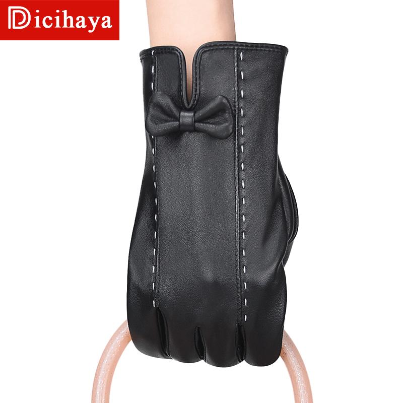DICIHAYA Genuine Leather Black Women's Gloves Cotton Lining Warm Fashion Leather Ladies Gloves For Female Winter And Autumn
DICIHAYA Genuine Leather Black Women's Gloves Cotton Lining Warm Fashion Leather Ladies Gloves For Female Winter And Autumn