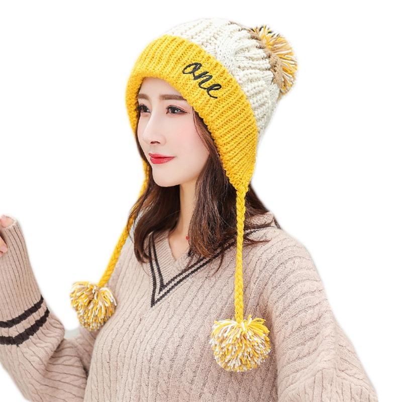 Women Winter Knit Beanie Hat Letters Embroidery Plush Lined Pompom Earflap Cap, Beige
Women Winter Knit Beanie Hat Letters Embroidery Plush Lined Pompom Earflap Cap, Beige