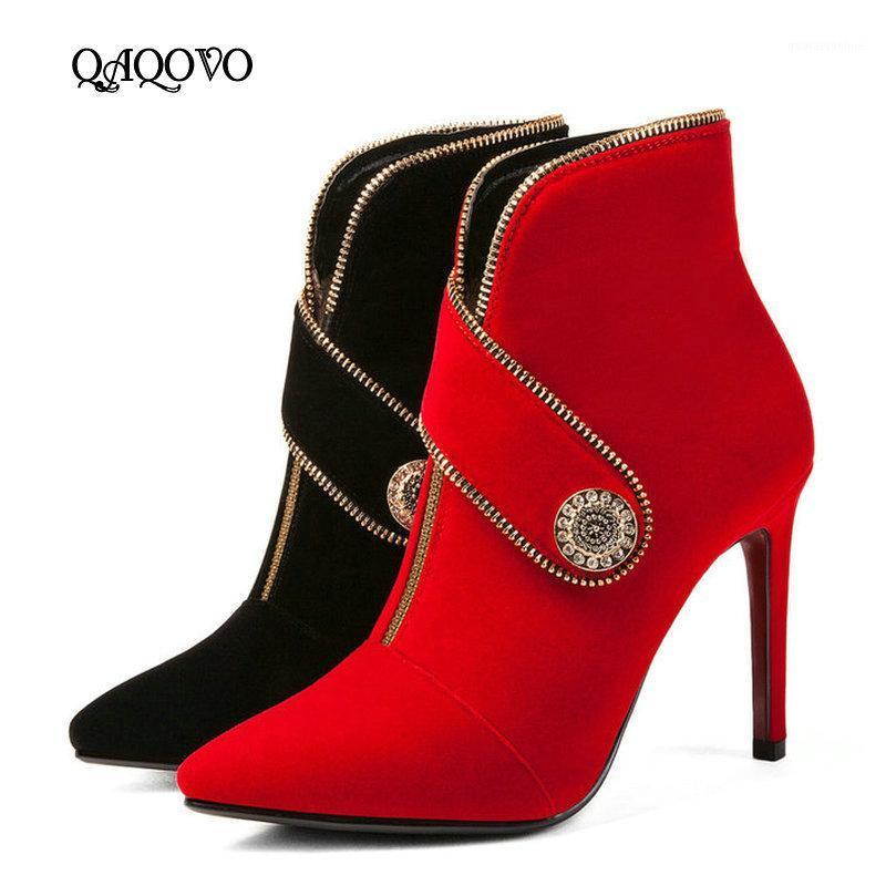 Women Faux Suede Ankle Boots Fashion Zipper Boots Sexy Thin High Heel Booties Ladies Pointed Toe Fall Winter Black Red1
Women Faux Suede Ankle Boots Fashion Zipper Boots Sexy Thin High Heel Booties Ladies Pointed Toe Fall Winter Black Red1