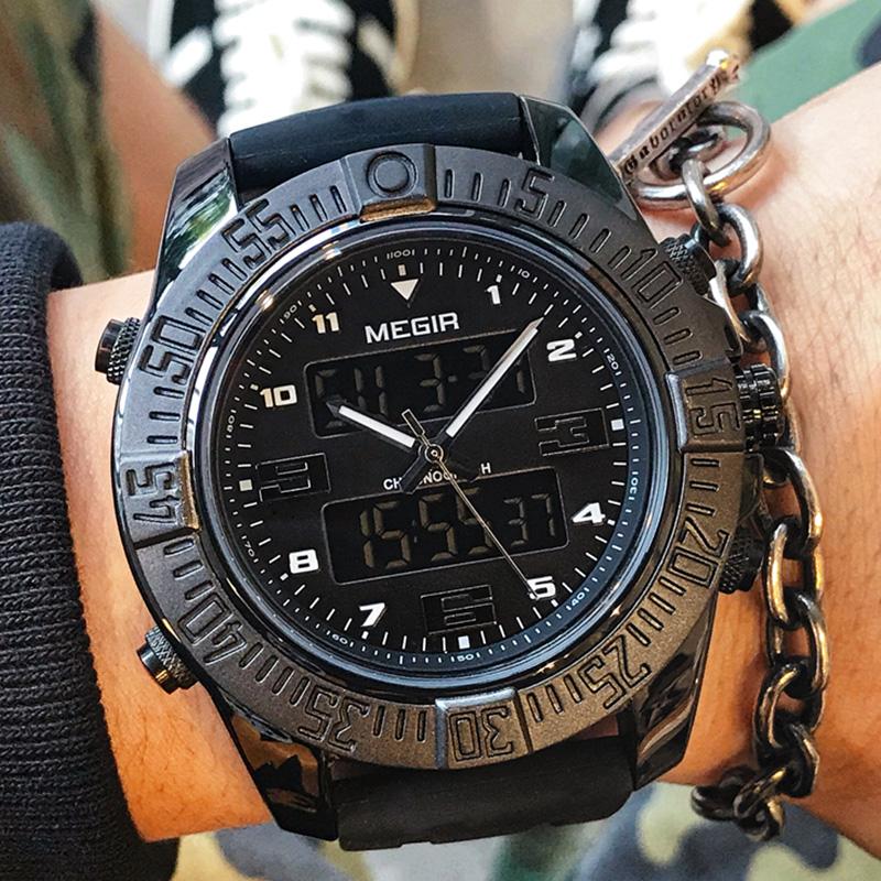 Megir Men's Multi-function Sports Dual Display Watch European Style Big Dial Watches Brand Luminous Waterproof Watches, Black
Megir Men's Multi-function Sports Dual Display Watch European Style Big Dial Watches Brand Luminous Waterproof Watches, Black
