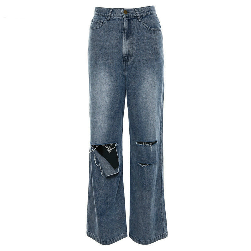YICIYA Spring Autumn Harajuku Hollow Denim Pants Women Hot Pure Leisure Loose Slim Flare Trousers Mujer Hip Hop Denim Women LJ201127