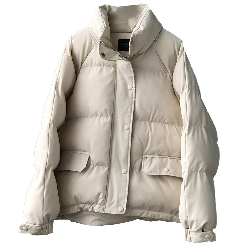 Winter New Stand Collar Bread Down Cotton Padded Coat Women's Loose Thickened Crop Puffer Jacket Female 80019 201019