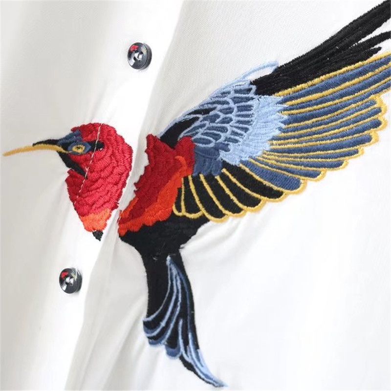 new oversize shirt spring big size Women long Shirt Cotton Blouses Style Clothing Embroidery Ladies Shirts plus size T200321