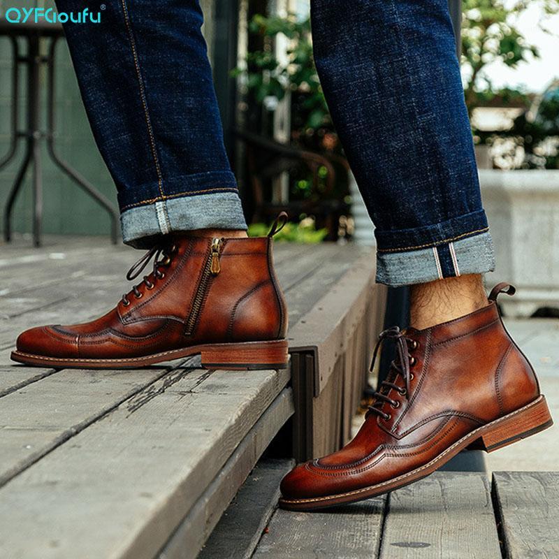 QYFCIOUFU 2020 Handmade Men's Ankle Boots Genuine Leather High Top Vintage Zipper Booties Shoes Fashion Casual Boots1, Black
QYFCIOUFU 2020 Handmade Men's Ankle Boots Genuine Leather High Top Vintage Zipper Booties Shoes Fashion Casual Boots1, Black