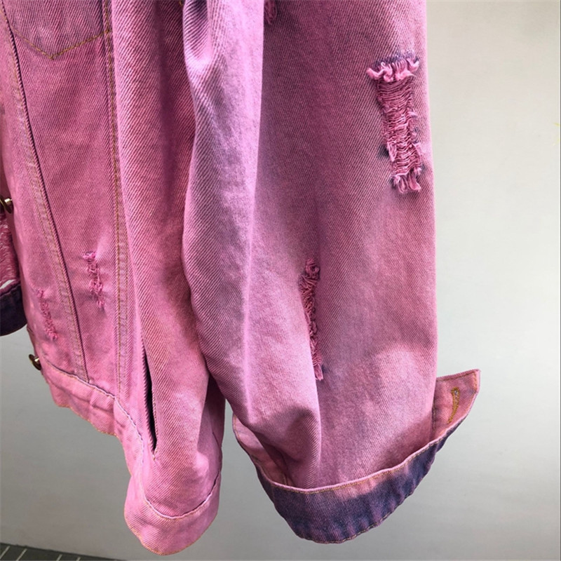 Autumn New Women Basic Coats Vintage Bomber Jacket Long Sleeve Casual Female Holes Jeans Coat Casacos Feminino Outwear M171 201109