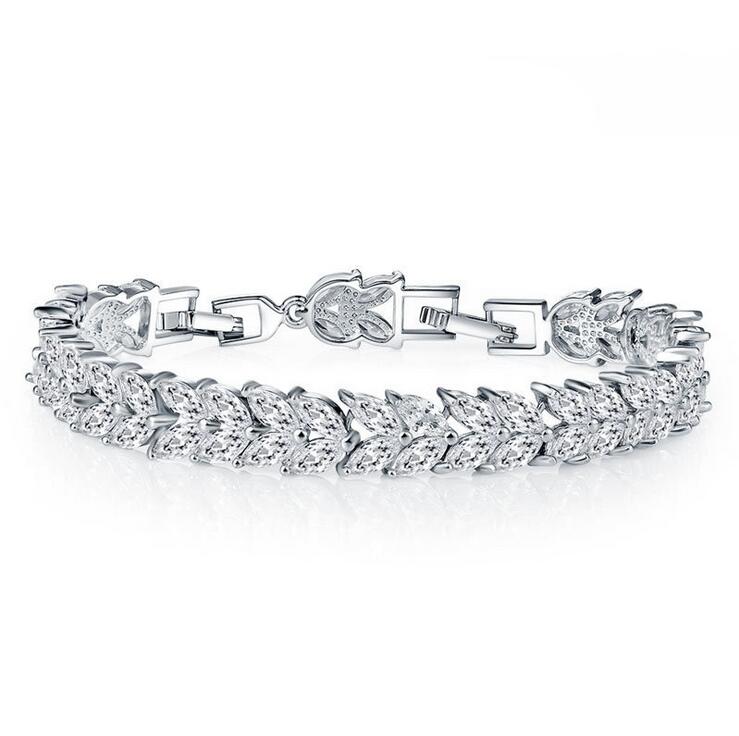 Sterg Sier Marquise Cut Bracelet with White Topaz CZ Dias