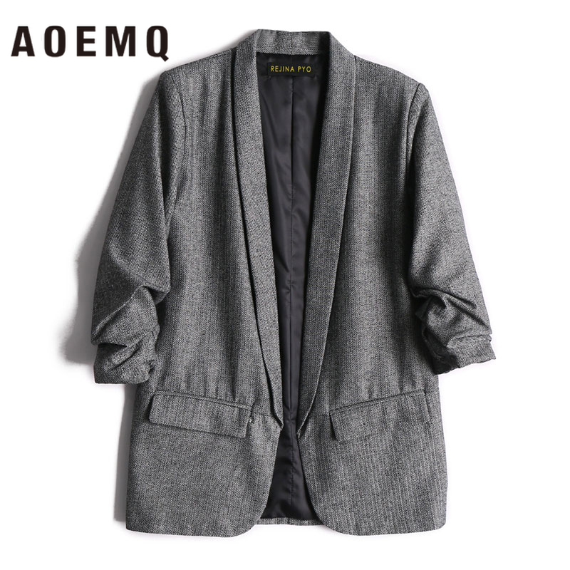 AOEMQ Women Fall Jackets Deep Color with Pocket Coats Lady Office Wear Open Stitch Mature Cold Season Coats Outwear Clothing 201126