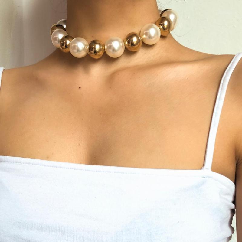 Chains Punk Exaggerated Large Short Ball Retro Imitation Pearl White Beads Clavicle Chain Collar Necklace Women's Jewelry, Silver
Chains Punk Exaggerated Large Short Ball Retro Imitation Pearl White Beads Clavicle Chain Collar Necklace Women's Jewelry, Silver