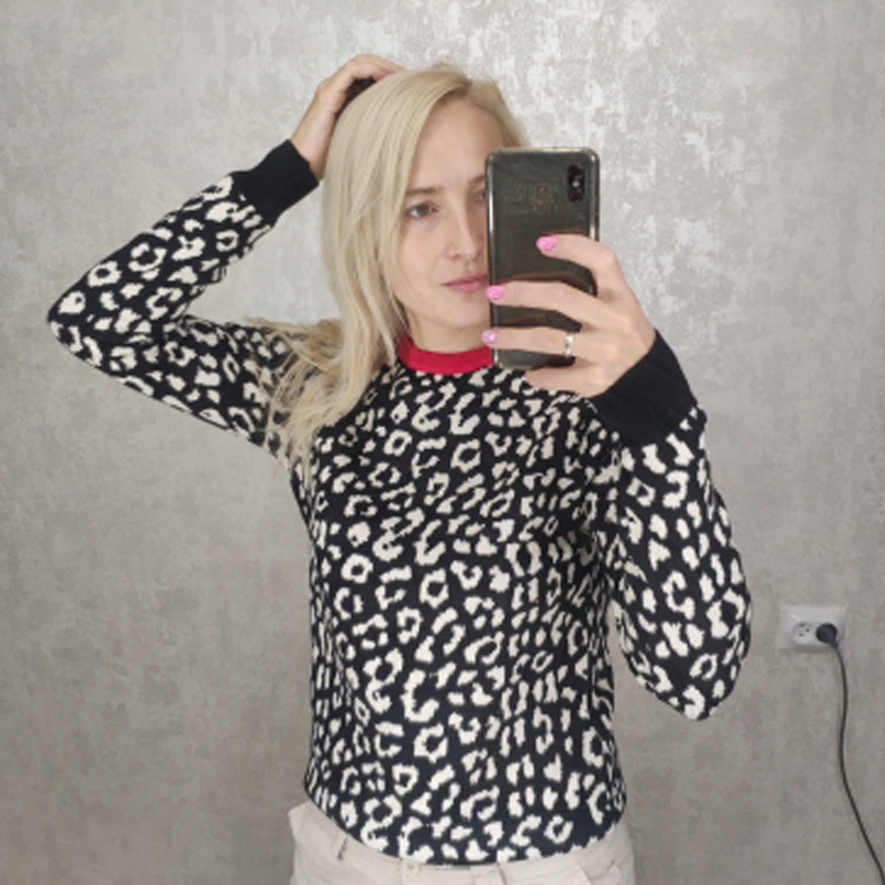 jumper Autumn winter Knitted Sweater Women korean oversized sweaters female leopard jacquard fashion wool blends pullover 201030wtt
