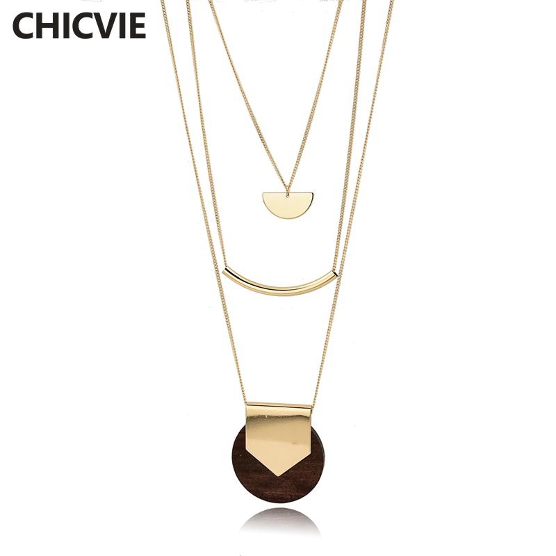 Pendant Necklaces CHICVIE Wholesale Necklace Geometric Semicircular Metal Piece With Wood Ladie Sweater Chain SNE170029
Pendant Necklaces CHICVIE Wholesale Necklace Geometric Semicircular Metal Piece With Wood Ladie Sweater Chain SNE170029