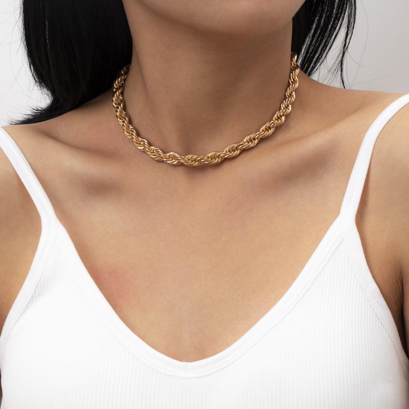 Creative Twist Iron Chain Collar Fashion Golden Silver Color Choker Necklaces For Women New Chunky Thick Punk Trendy Jewelry
Creative Twist Iron Chain Collar Fashion Golden Silver Color Choker Necklaces For Women New Chunky Thick Punk Trendy Jewelry