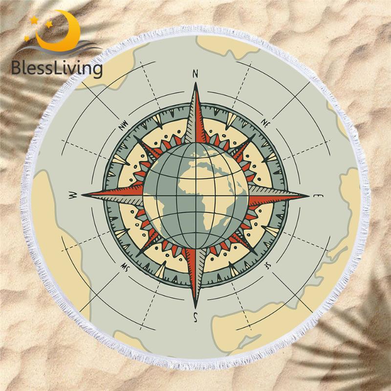 BlessLiving Compass Beach Towel Earth Round Bath Towel Map Navigation Toalla Sunblock Blanket Retro Style Adventure Beach Mat
BlessLiving Compass Beach Towel Earth Round Bath Towel Map Navigation Toalla Sunblock Blanket Retro Style Adventure Beach Mat