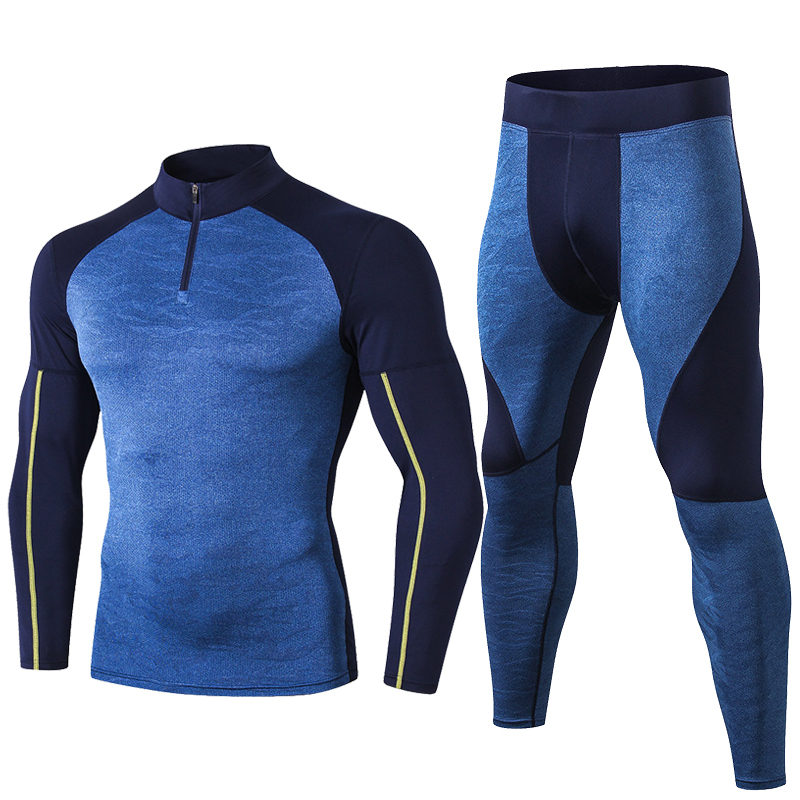 NEW High Collar Winter Mens thermal underwear thermo Long Johns Men Rashgard Shirt Leggings Warm Sport Compression Underwear 201126