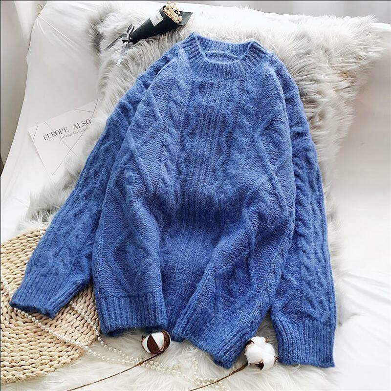 Large Size Women's Pullover Winter Women Knitted Cashmere Women's Sweaters Loose Women's Jumper Autumn Girls Sweaters 201222