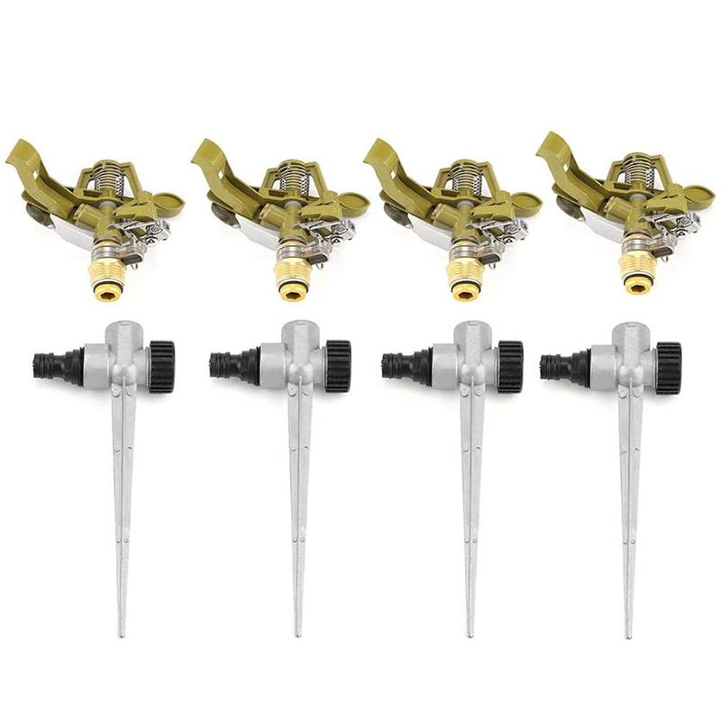 4Pcs Metal Pulsating Sprinkler 360 Degree Rotation Lawn Watering Sprinklers with Spike for Garden Irrigation System, Gold and silver
4Pcs Metal Pulsating Sprinkler 360 Degree Rotation Lawn Watering Sprinklers with Spike for Garden Irrigation System, Gold and silver