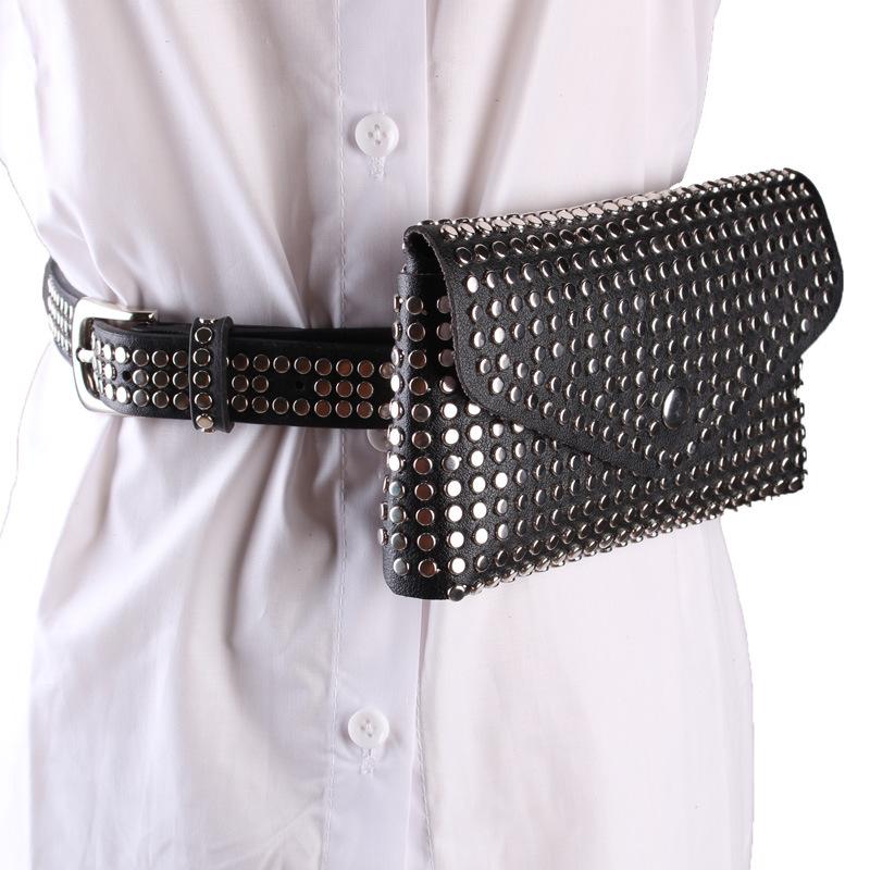 Rivet Fanny Bag Belt Women's Waist Packs Personalized Mobile Phone Bag Jeans Punk Belt, Black
Rivet Fanny Bag Belt Women's Waist Packs Personalized Mobile Phone Bag Jeans Punk Belt, Black