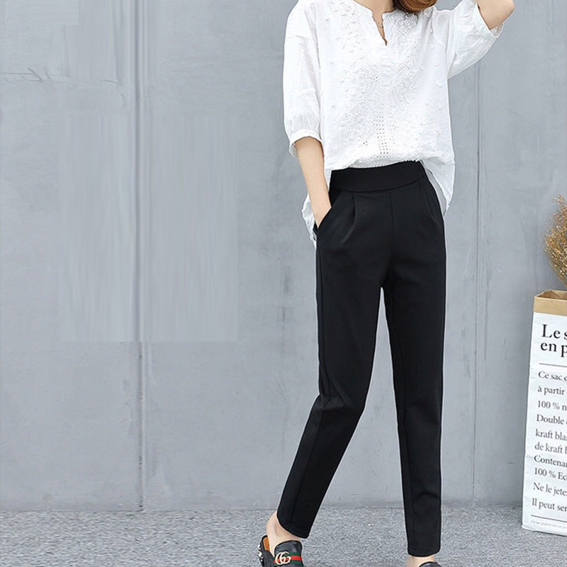 Autumn Winter Work Pants Women Office Casual Trousers Female Black Elastic Waist Lady Career Korean Harem Pants Mujer Pantalon, Black;white
Autumn Winter Work Pants Women Office Casual Trousers Female Black Elastic Waist Lady Career Korean Harem Pants Mujer Pantalon, Black;white