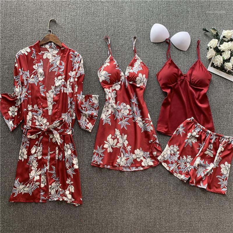 Summer Long Sleeve Printed Nightdress Women'S Four-Piece Bathrobe Silk Sexy Halter Belt Nightdress Ladies Nightgown Suit1, 25
Summer Long Sleeve Printed Nightdress Women'S Four-Piece Bathrobe Silk Sexy Halter Belt Nightdress Ladies Nightgown Suit1, 25