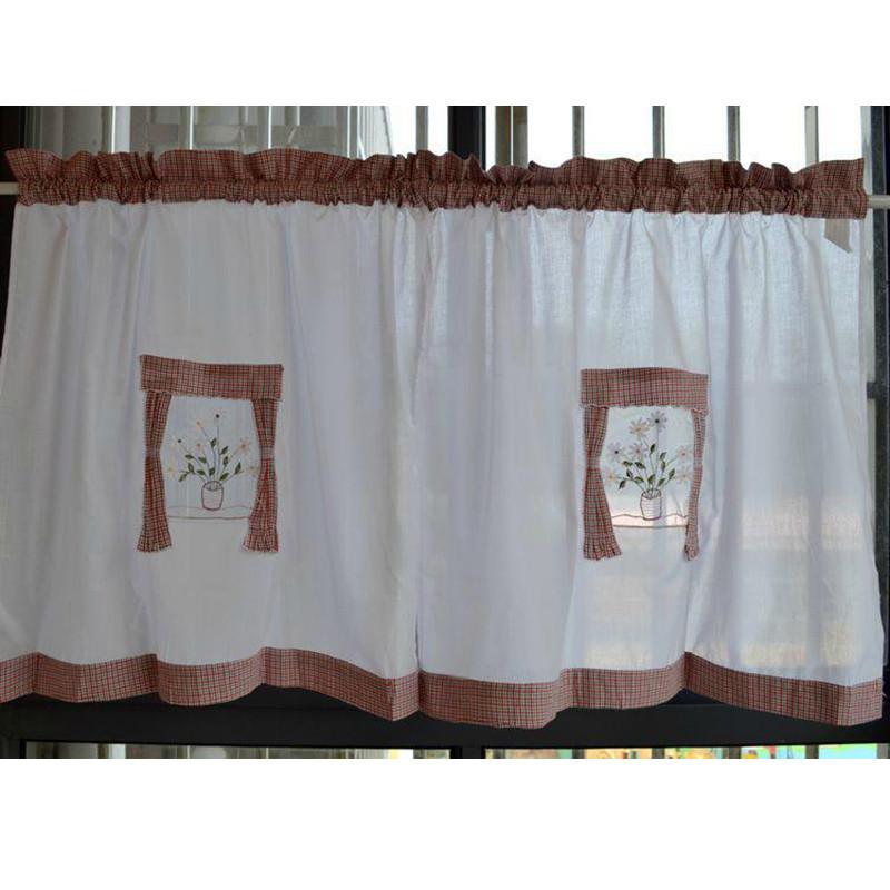 American country style cloth embroidery short cafe kitchen curtains blinds finished door window curtain living room rod pocket, Red
American country style cloth embroidery short cafe kitchen curtains blinds finished door window curtain living room rod pocket, Red